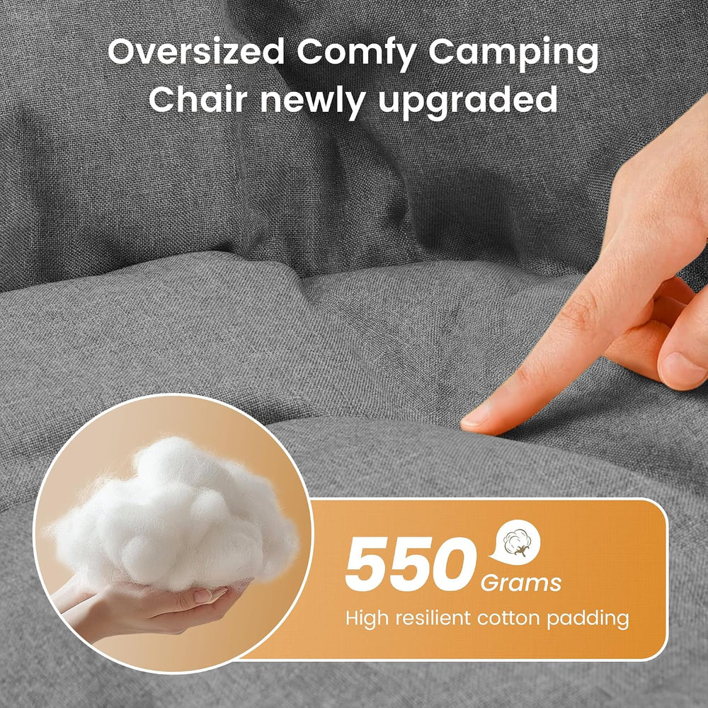 Oversized Padded Comfy Camping Chair with Removable Footrest,Orange
