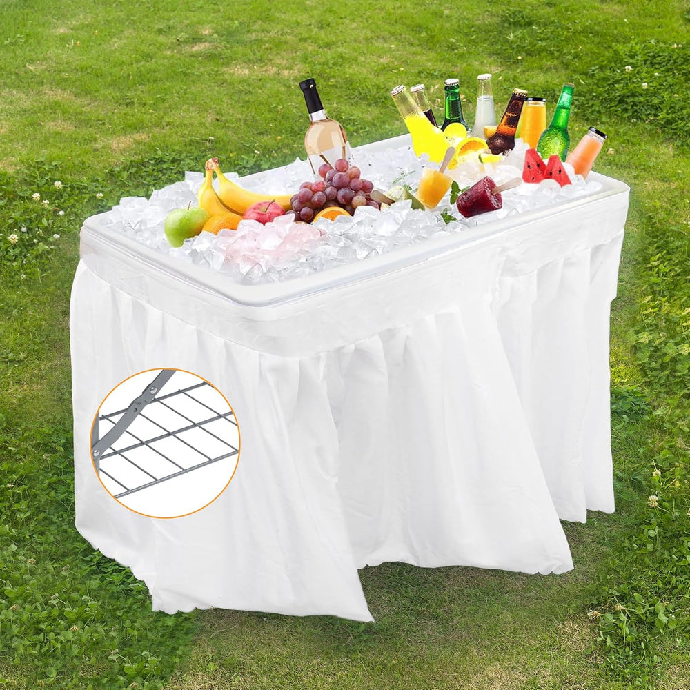 Allpop 4 Foot Folding Ice Cooler Table with Matching Skirt, Portable Patio Ta...