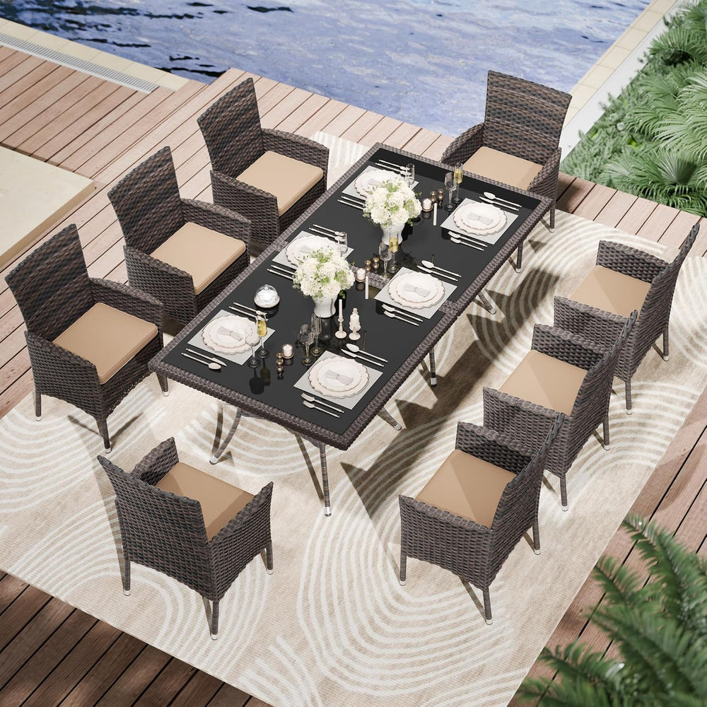 Kullavik 10 Pieces Outdoor Dining Set Patio Rattan Furniture Set,Patio Dining...
