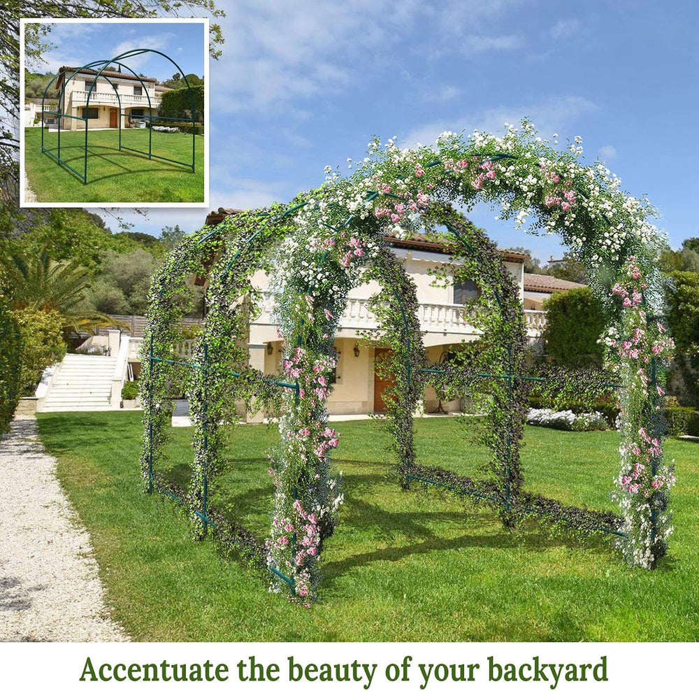 Multi-Size Large Garden Support Arch Frame Climbing Plant Arch Arbor for Flow...