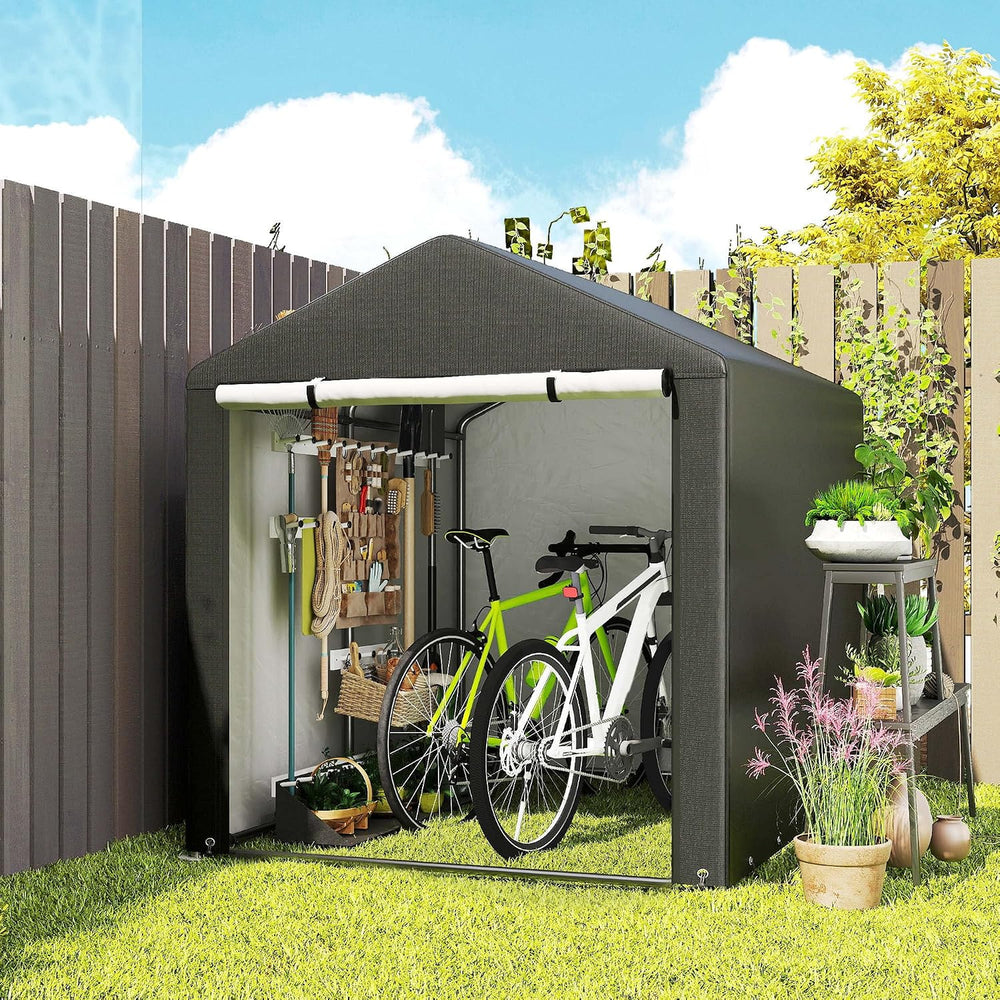 Outsunny 5.2 x 7.2 ft Portable Storage Shed Heavy Duty Outdoor Shed, Black