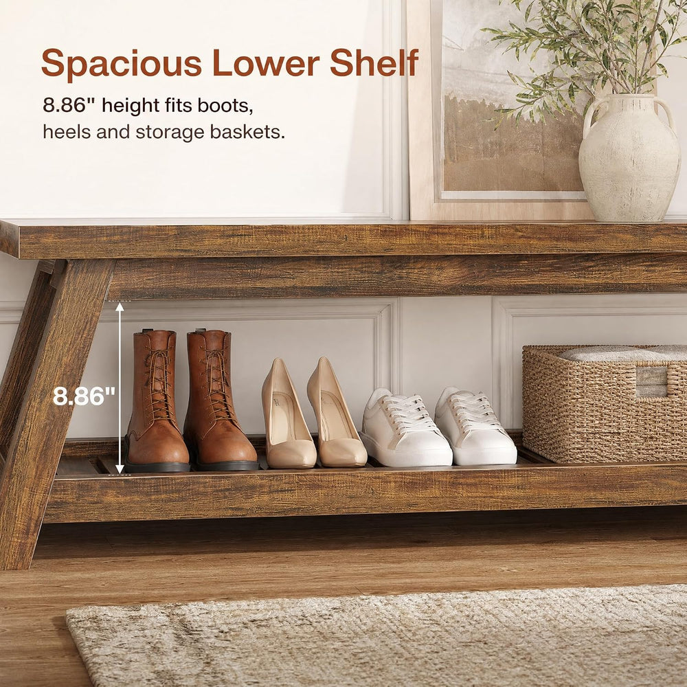 Tribesigns 55" Entryway Bench with Shoe Storage, Wood Bench Seat