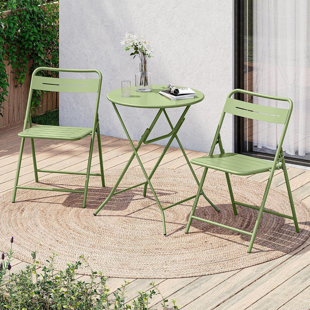 LAUSAINT HOME 3-Piece Steel Bistro Set, Weather-Resistant Folding Small Patio...