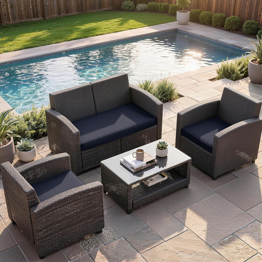 3 Pcs Outdoor Patio Furniture Cushion Replacement Cover, Cover Only