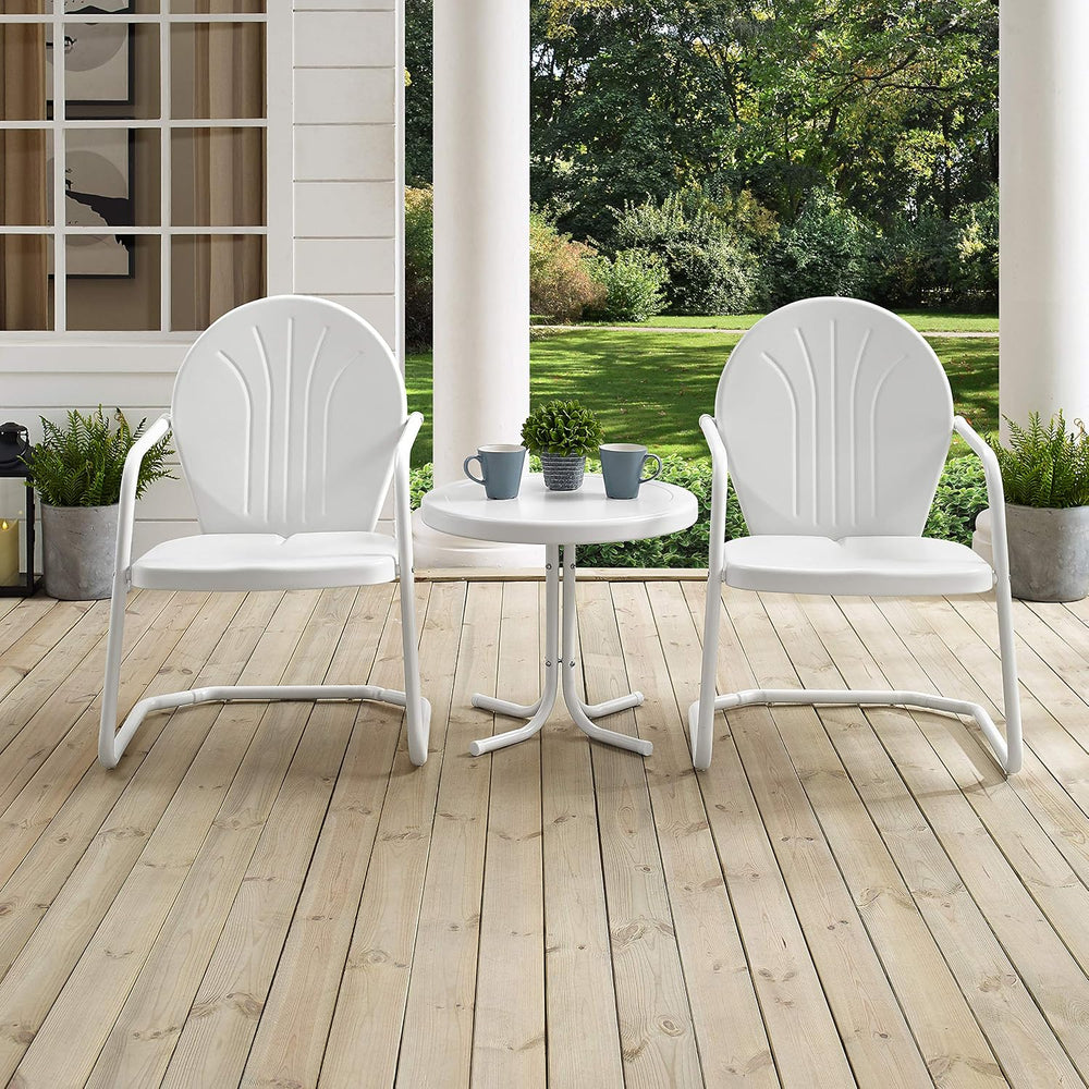 Crosley Furniture Griffith Retro Metal 3-Piece Chair & Side Table Set