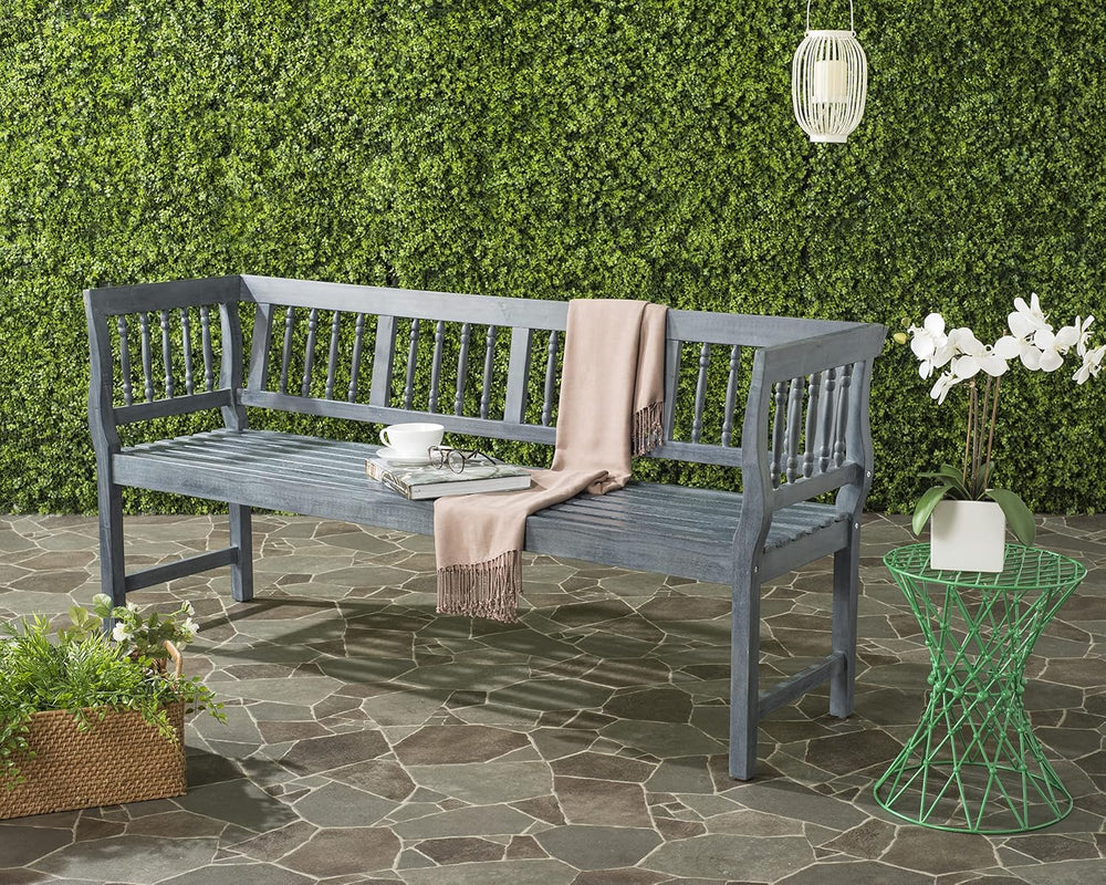 SAFAVIEH Outdoor Brentwood Wood Bench, 72.1" Ash Grey PAT6732B