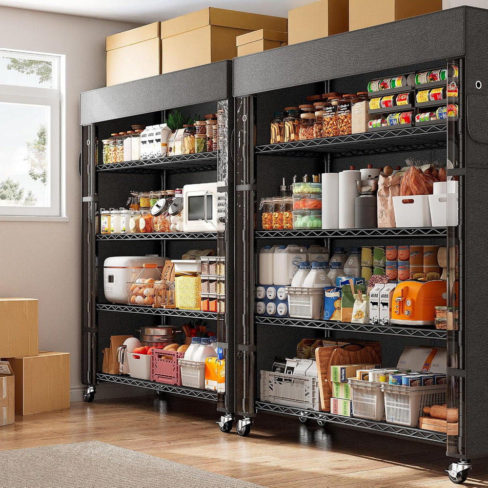 REIBII 72.8"H 5-Tier Heavy Duty Storage Shelving with Cover & Wheels...