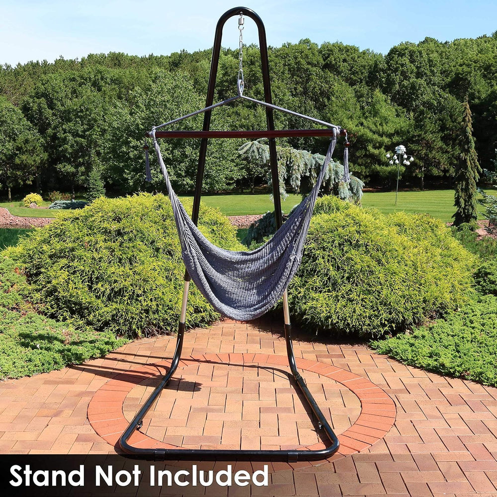 Sunnydaze Hanging Hammock Chair Swing for Patio, Caribbean, Gray