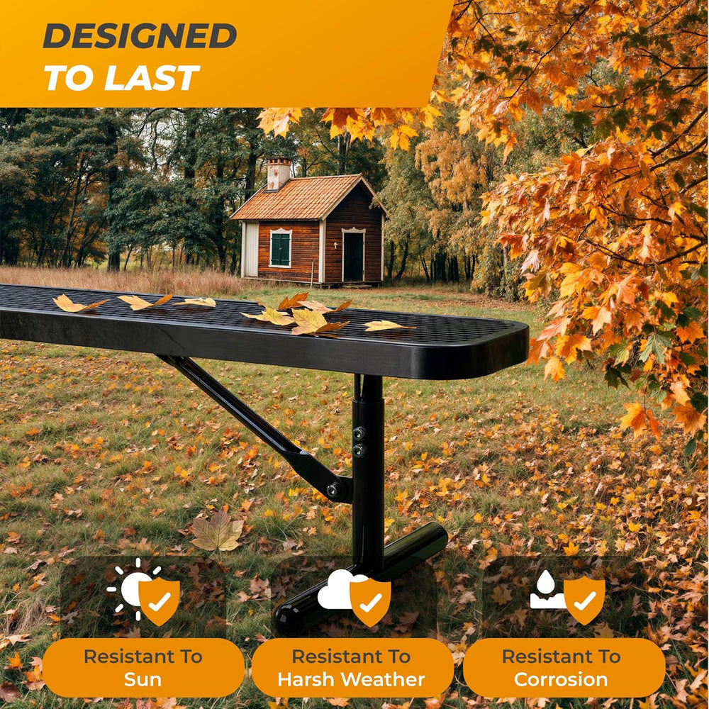 Heavy-Duty Outdoor Metal Bench, Adjustable Seat Height