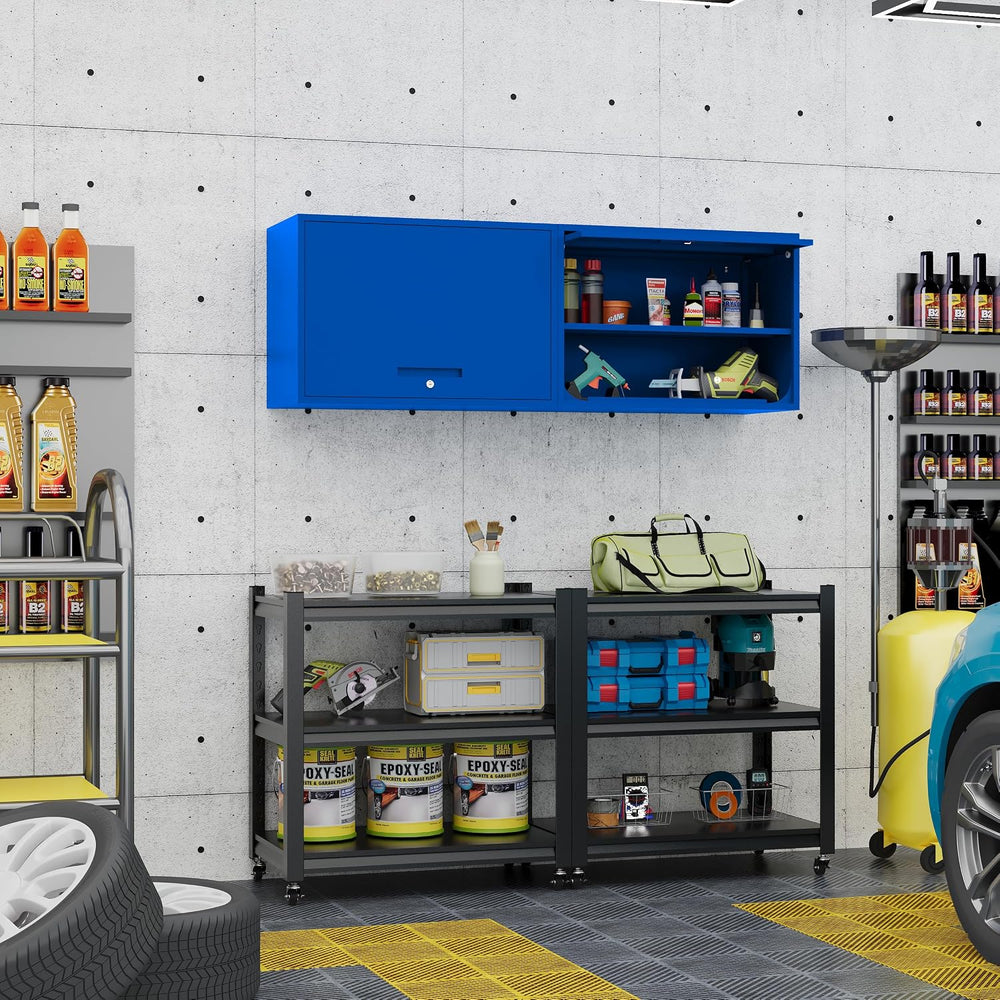 Metal Storage Cabinet Blue Wall Cabinets with Shelf and Locking Door - Wall M...