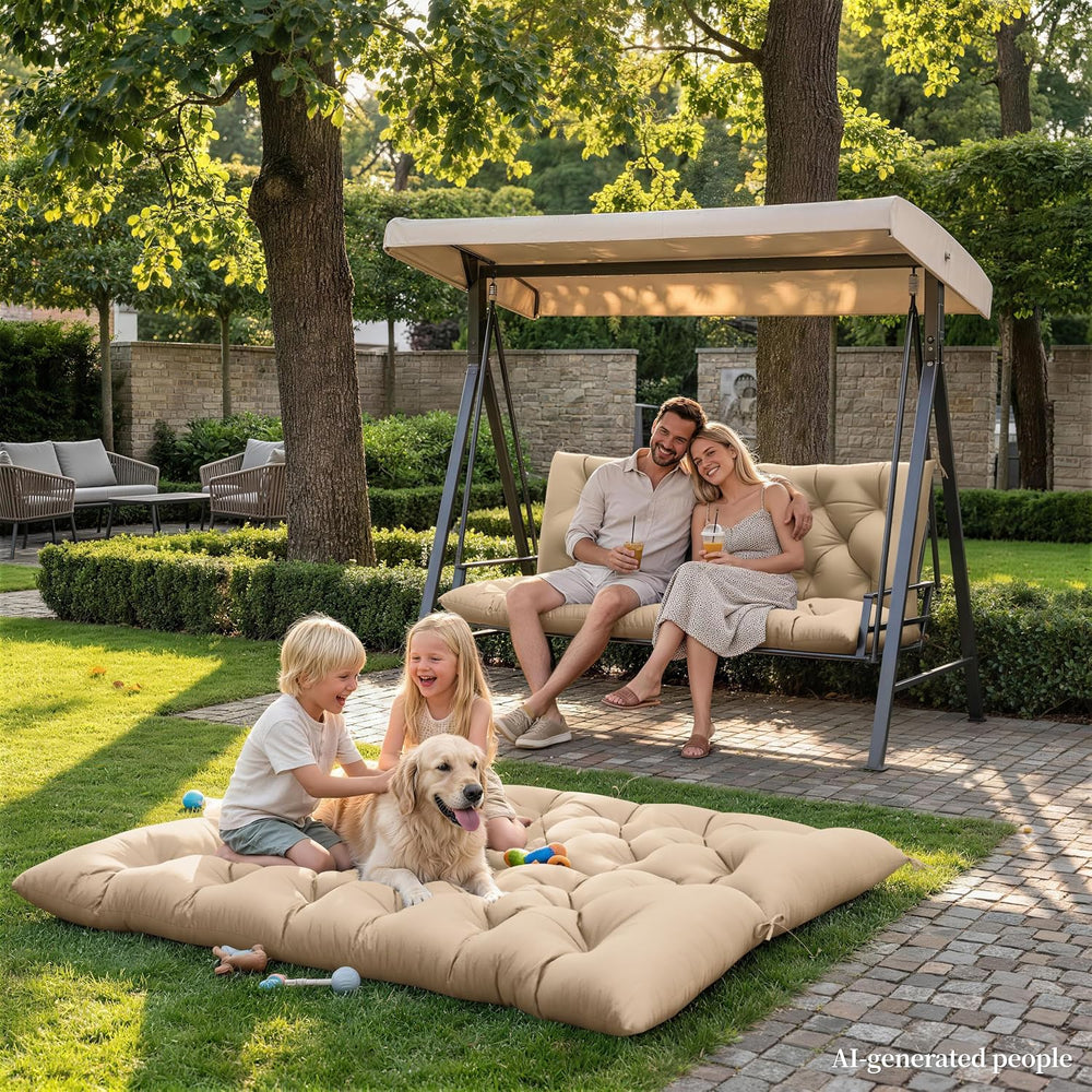 Porch Swing Cushion with Backrest, Waterproof, 40x40x5 in, Sand