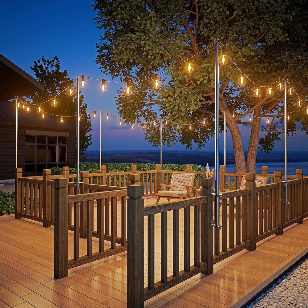 2 Pack String Light Poles - Stainless Steel 6.5FT Deck Lights Poles with 2 wa...