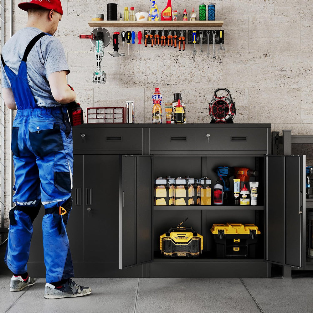 36" H Metal Storage Cabinet, Garage Storage Cabinets, Locking Cabinet wi...