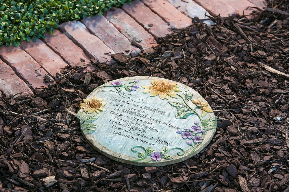 Evergreen Flag Memorial Stones | My Mother Kept a Garden | 12 Inches Wide | R...