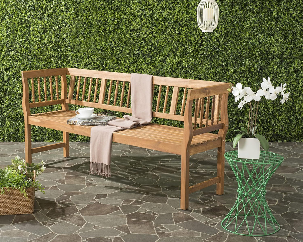 SAFAVIEH Outdoor Brentwood Wood Bench, 72.1" Natural PAT6732A