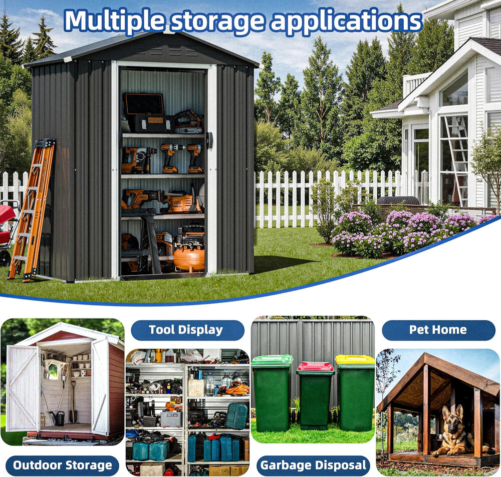 JY QAQA 5x3 FT Metal Outdoor Garden Storage Shed,Waterproof Metal Garden Shed...