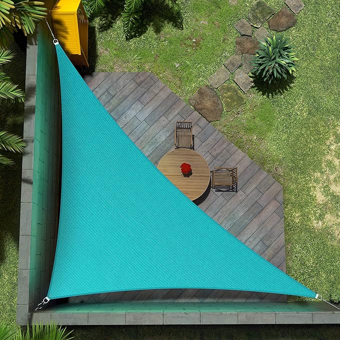 Amgo 20' x 20' x 28.3' Turquoise Right Triangle Sun Shade Sail UP...