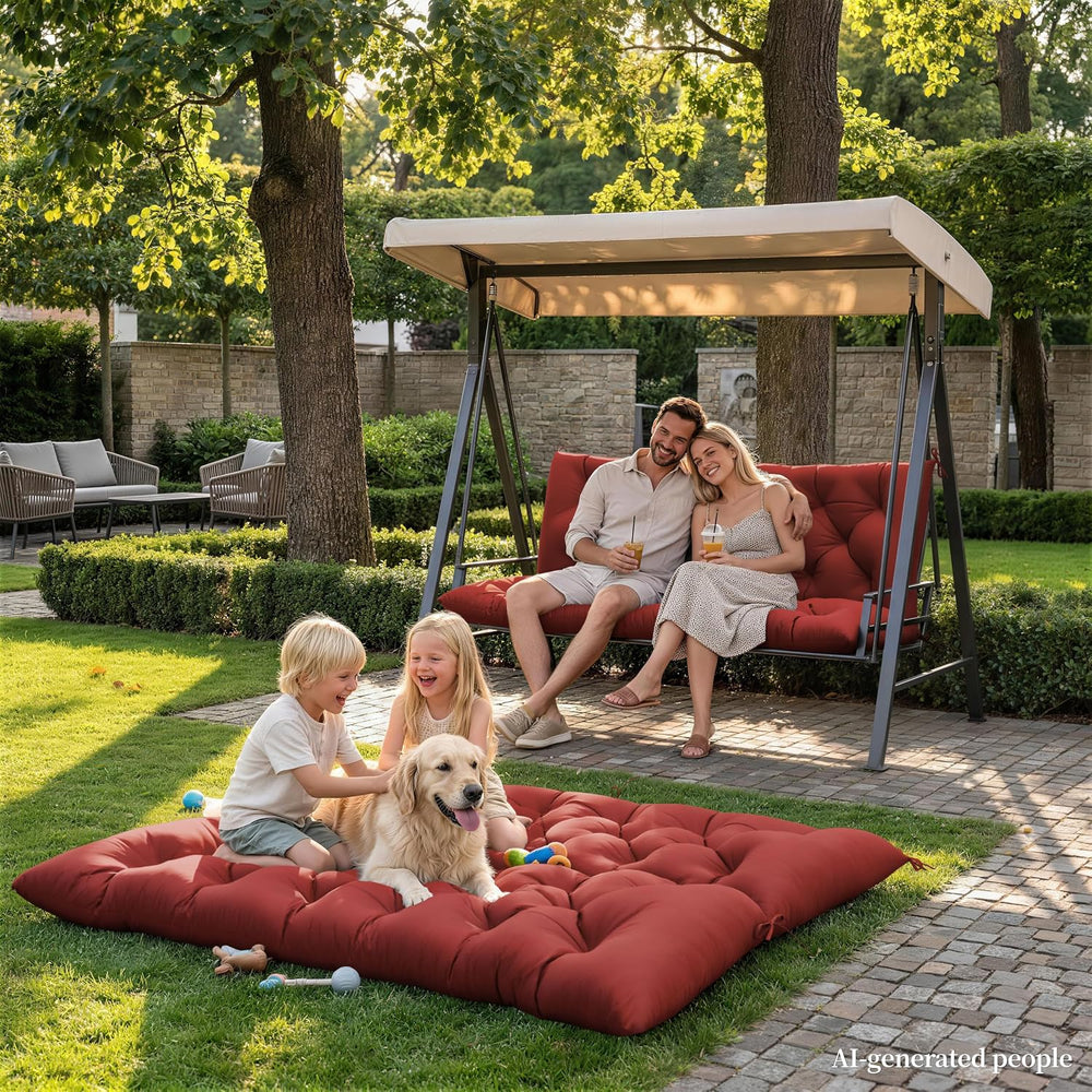 Porch Swing Cushion with Backrest, Waterproof, 60x40x5 in, Terra Red