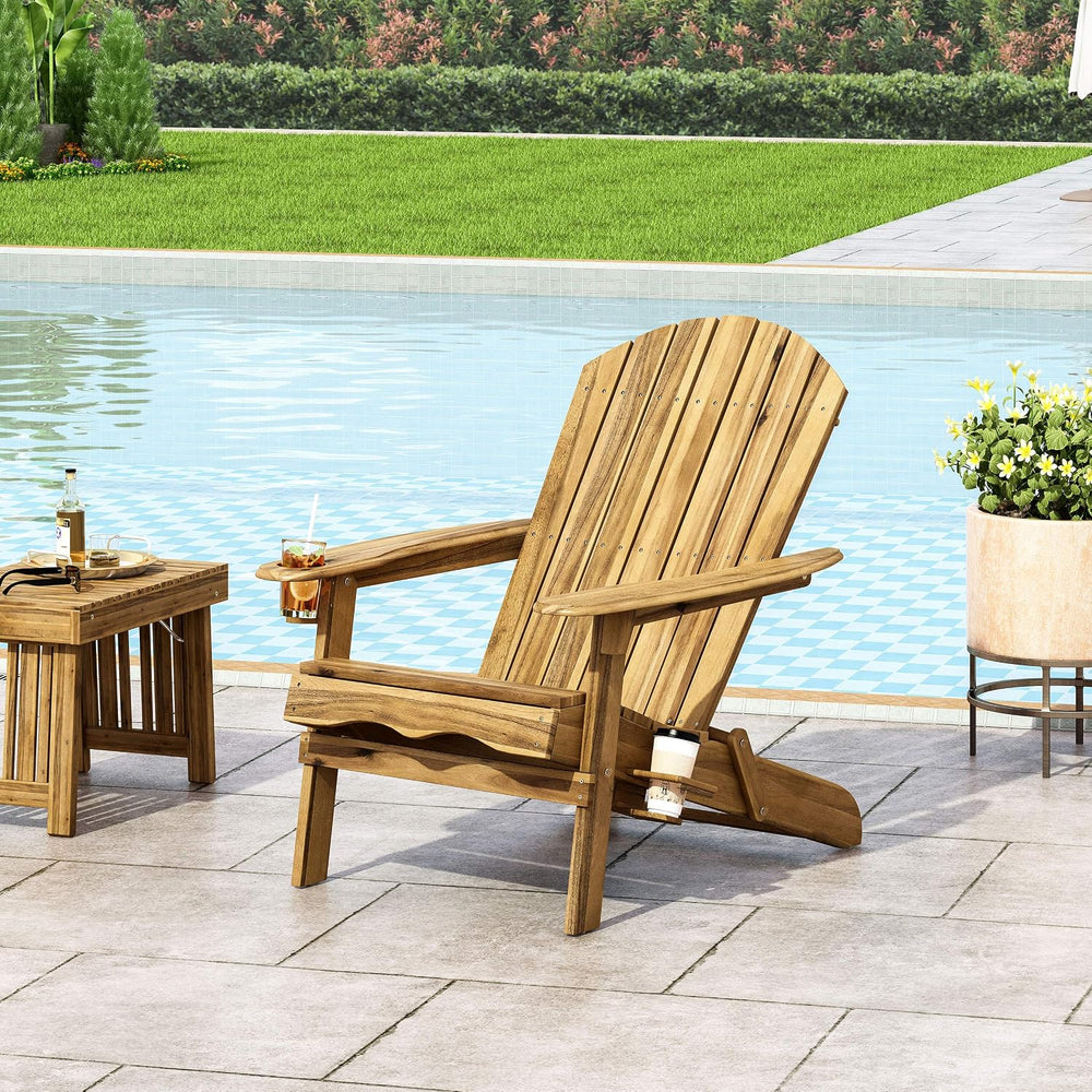 Christopher Knight Home Cynthia Outdoor Acacia Wood Folding Adirondack Chair,...