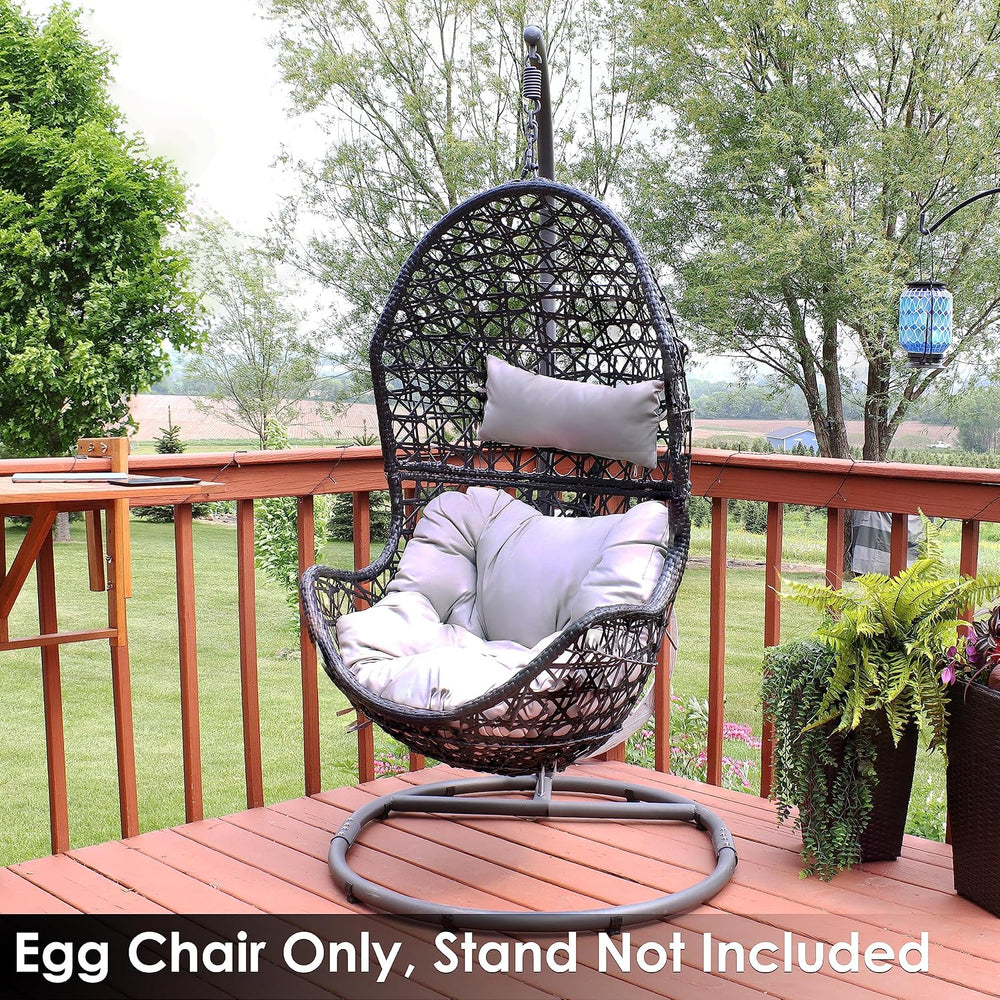 Sunnydaze Cordelia Egg Chair with Cushions -Resin Wicker Hanging Chair with 2...