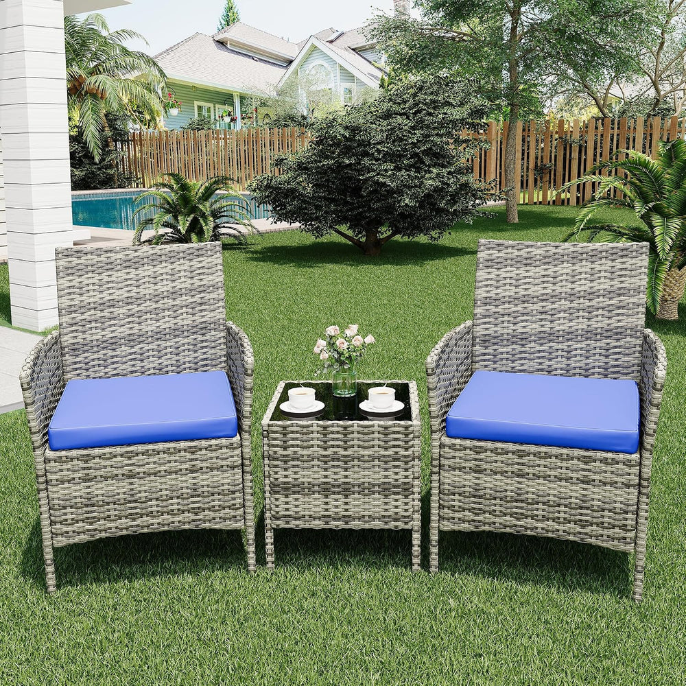 GAOMON 3 Pieces Patio Furniture Sets, Outdoor PE Rattan Porch Chairs with Sof...