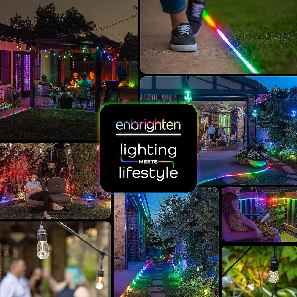 Enbrighten Vintage Outdoor String Lights, 48ft, 24 Bulbs, Remote Control