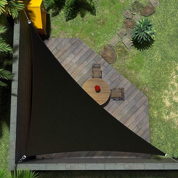 Amgo Custom Size 8' x 8' x 11.3' Black Right Triangle Sun Shade S...
