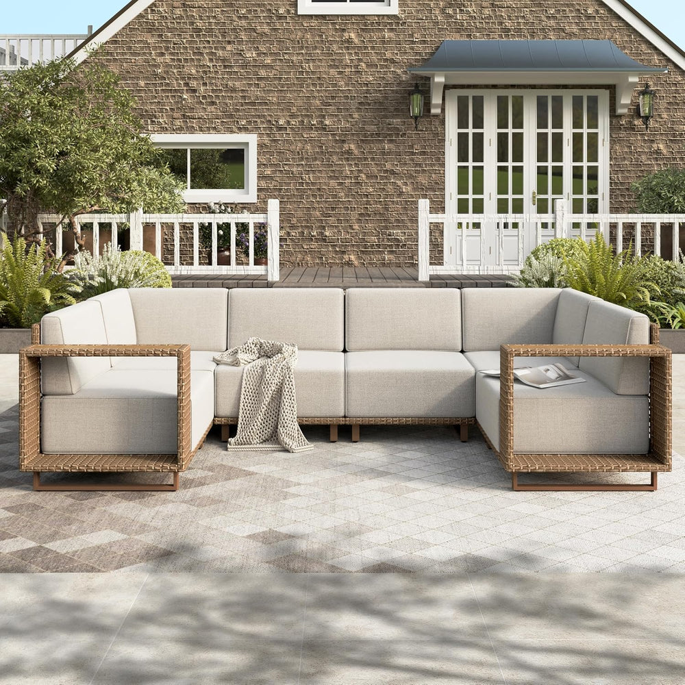 6-Piece Patio Sectional Furniture Set with 10" Thick Cushions