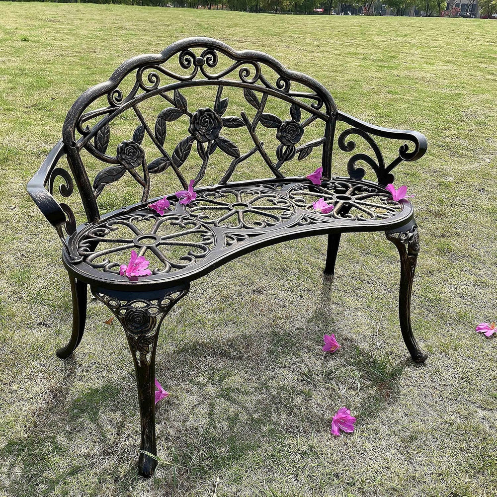 U/D Outdoor Bench Park Garden Bench ，All Chair Anti Rust Cast Aluminum Patio ...